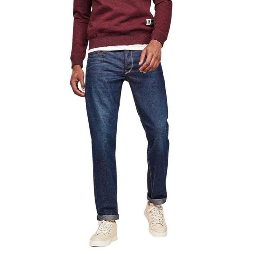 G-Star Mens Washed Denim Loose Jeans / Dark Blue